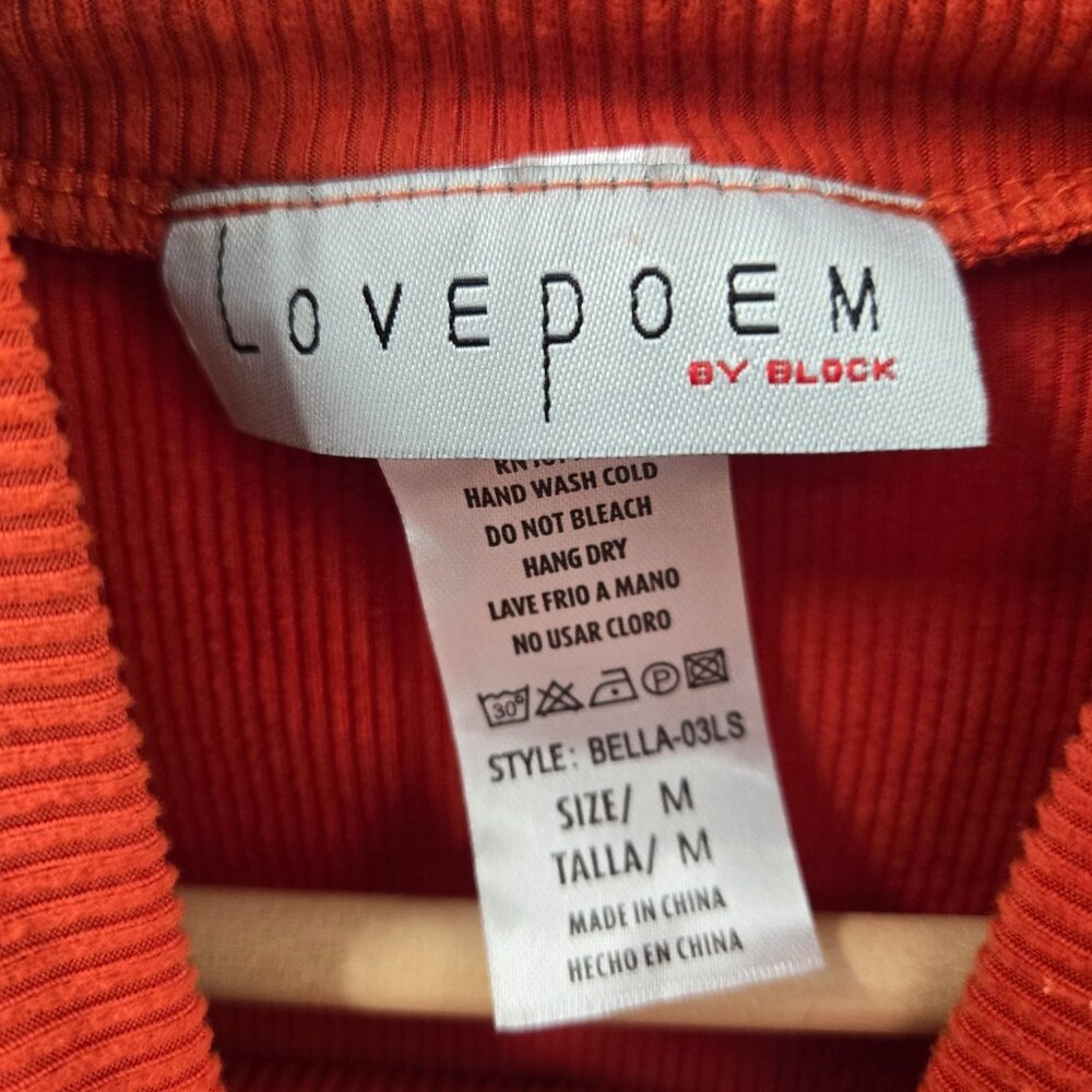Lovepoem by Block Orange Sweater Cowl Neck Cutout Ribbed Medium - Picture 12 of 12
